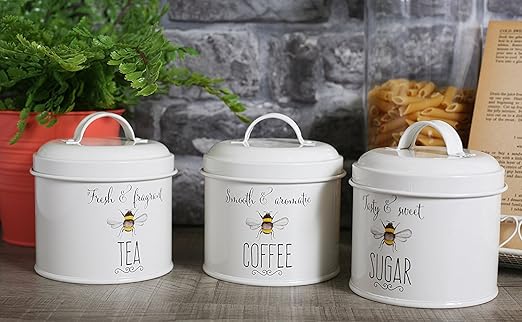 metal tea coffee sugar canisters
