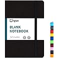 JOYEUX Blank Journal Notebook, A5, 160 Pages 100 Gsm Thick Sketch Books Hardcover Journal for Writing, 5.7 inches x 8 inches Notebooks for Work (Black)