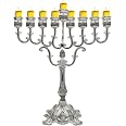 Menorah Hanukkah Placcata Nichel 30,5 Cm - Candelabro Ebraico Elegante Per Festa Delle Luci