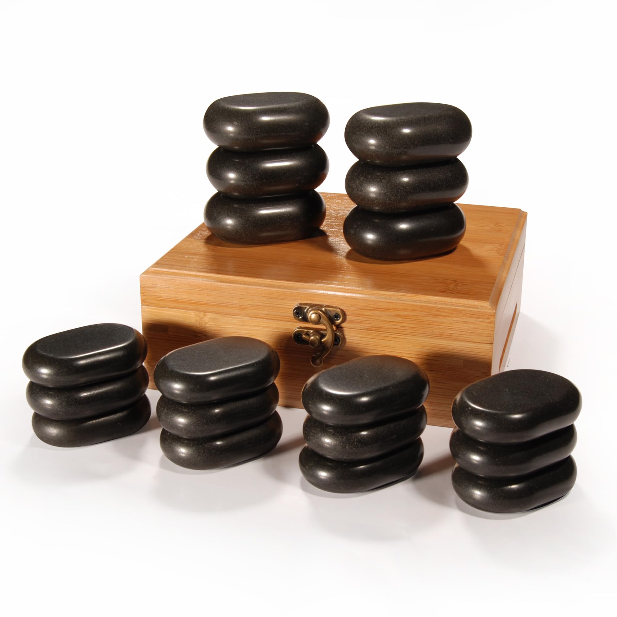 Master Massage Professional Mini Body Massage Stone Hot Stone Set, 18-Count, Black