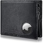Serovi AirTag Wallet for Men Bifold Wallet with AirTag Holder RFID Blocking Wallet With 2 ID Window and 12 Cards Holders Gift Box (Airtag Not included)