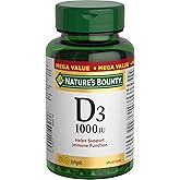 NATURE'S BOUNTY Vitamin D3, 1000 IU, Mega Value, Helps Support Immune Function, Helps Develop & Maintain Bones & Teeth, Helps