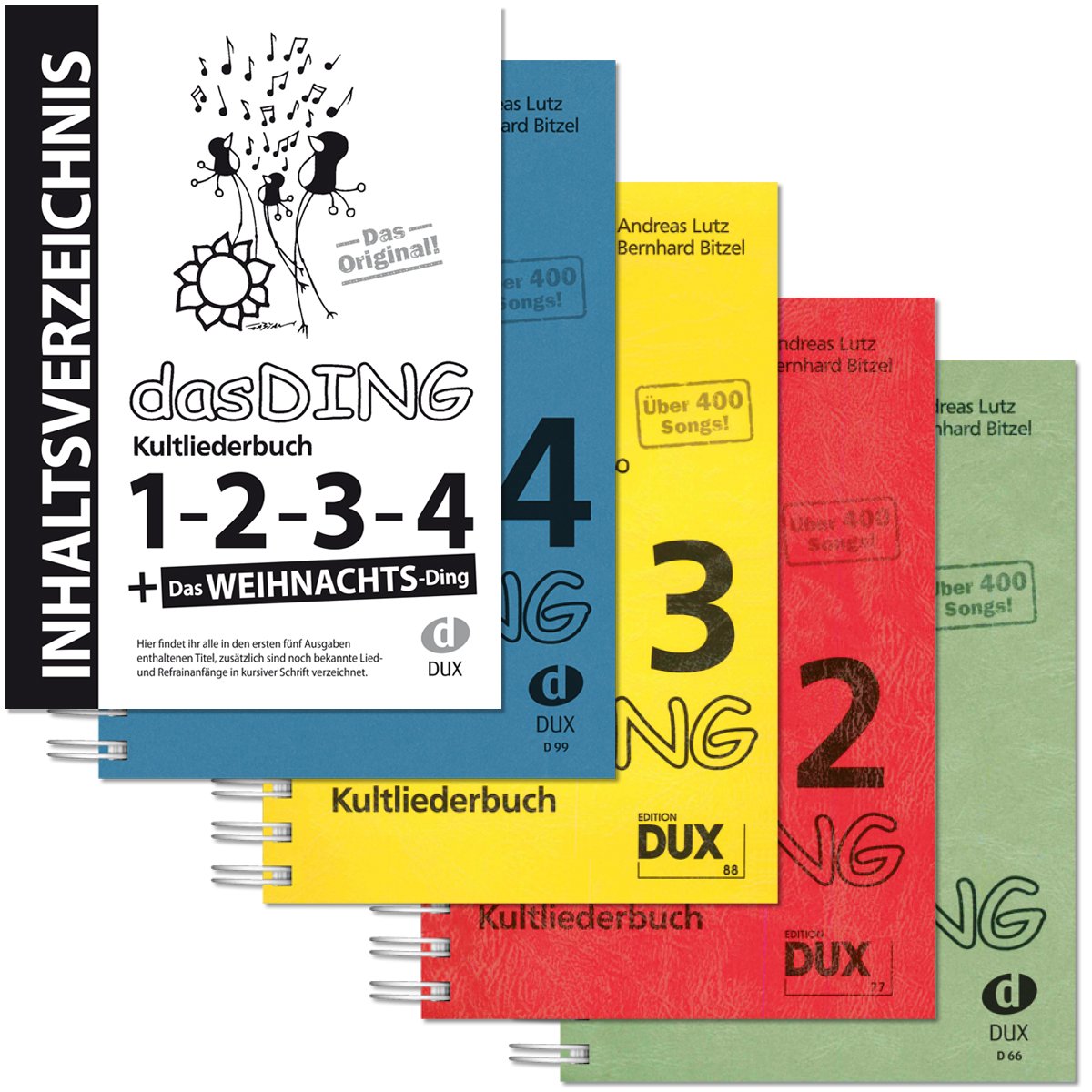 Dux Das Ding Band 1 to 4 Cultliederbuch with Original Table of Contents