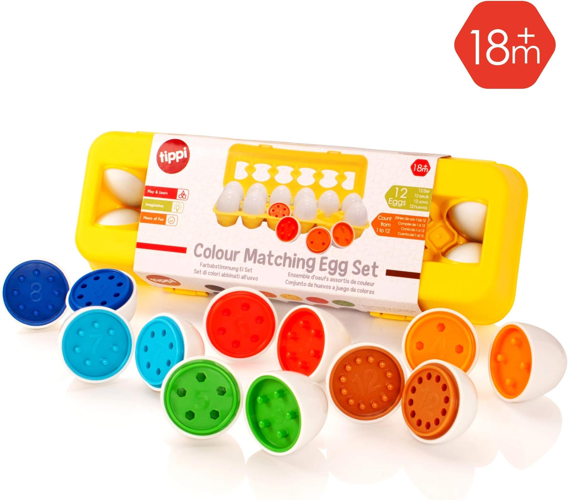 Tippi Colour Matching Egg Set – Educational Baby & Toddler Toys - For Children Aged 1,2,3 Years Old