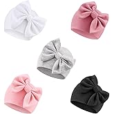 BQUBO Newborn Baby Girls Hats Hospital Hat Baby Cotton Beanie Infant Big Bow Hats for 0-24 Months