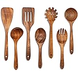 Wooden Spoons for Cooking,7Pcs Wooden Utensils for Cooking Teak Wooden Kitchen Utensil Set Wooden Cooking Utensils Wooden Spa