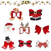 8Pcs Christmas Hair Clips, Santa Gingerbread Reindeer Snowman Christmas Hair Accessories for Decoration, Holiday Bows for Girls Women Gifts