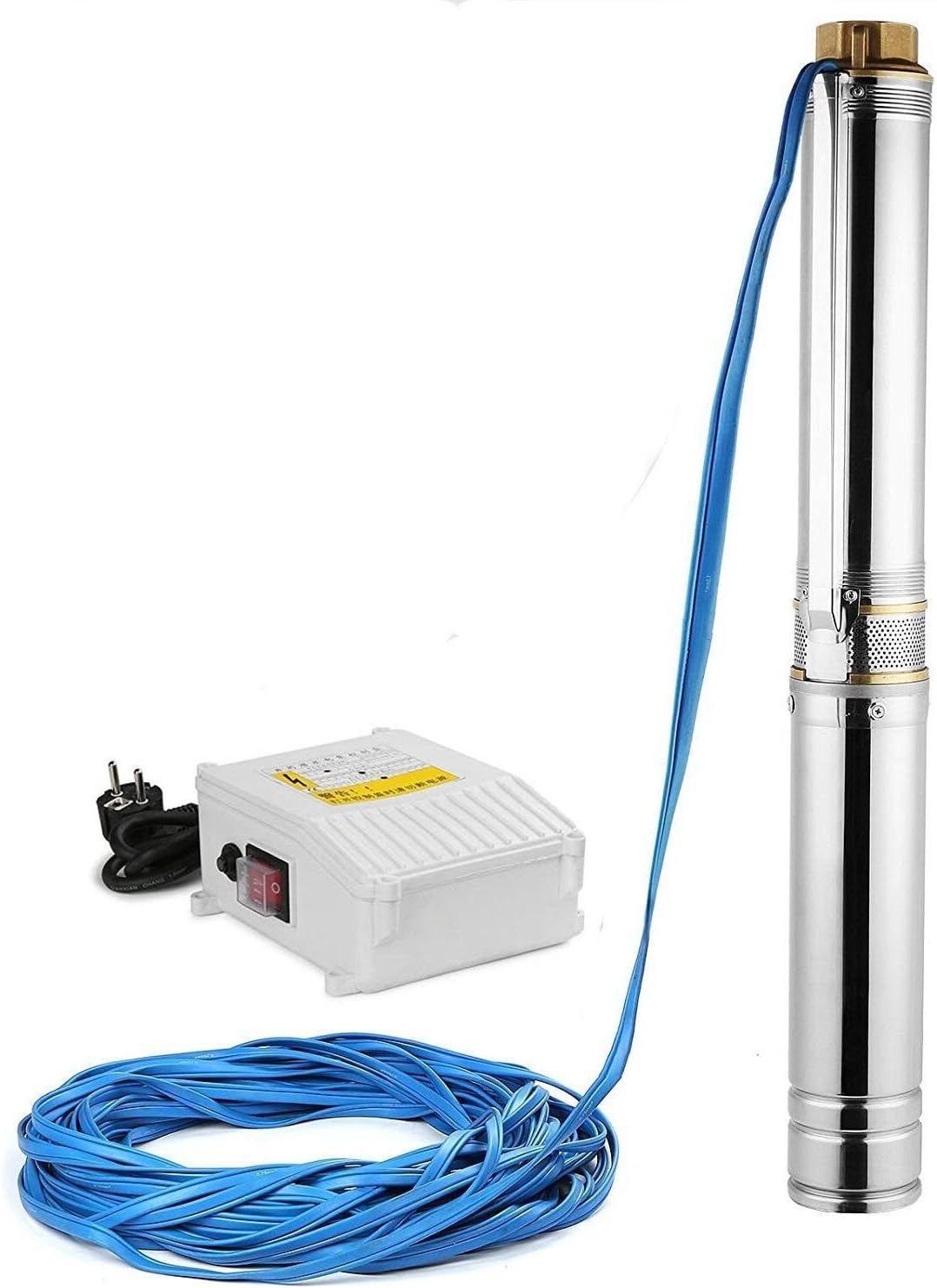 TOTOOL 1.5HP/1.1KW Deep Well Pump 200FT Max Head 4’’ Submersible Well Pump 12 Impellers Submersible Pump Stainless Steel 25GPM 110V 60HZ Submersible Well Pump