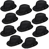 Haysandy 10 Pack 1920s Fedora Hats for Men Short Brim Sun Panama Hats for Men Women Party Costume