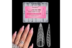 Flat Polygel Nail Forms Almond Shape,GlimightyX Straight Built-in Apex Dual Forms Molds Reusable,Pre-designed French Guildelines Polygel Tips for Nail Extension Salon Home DIY