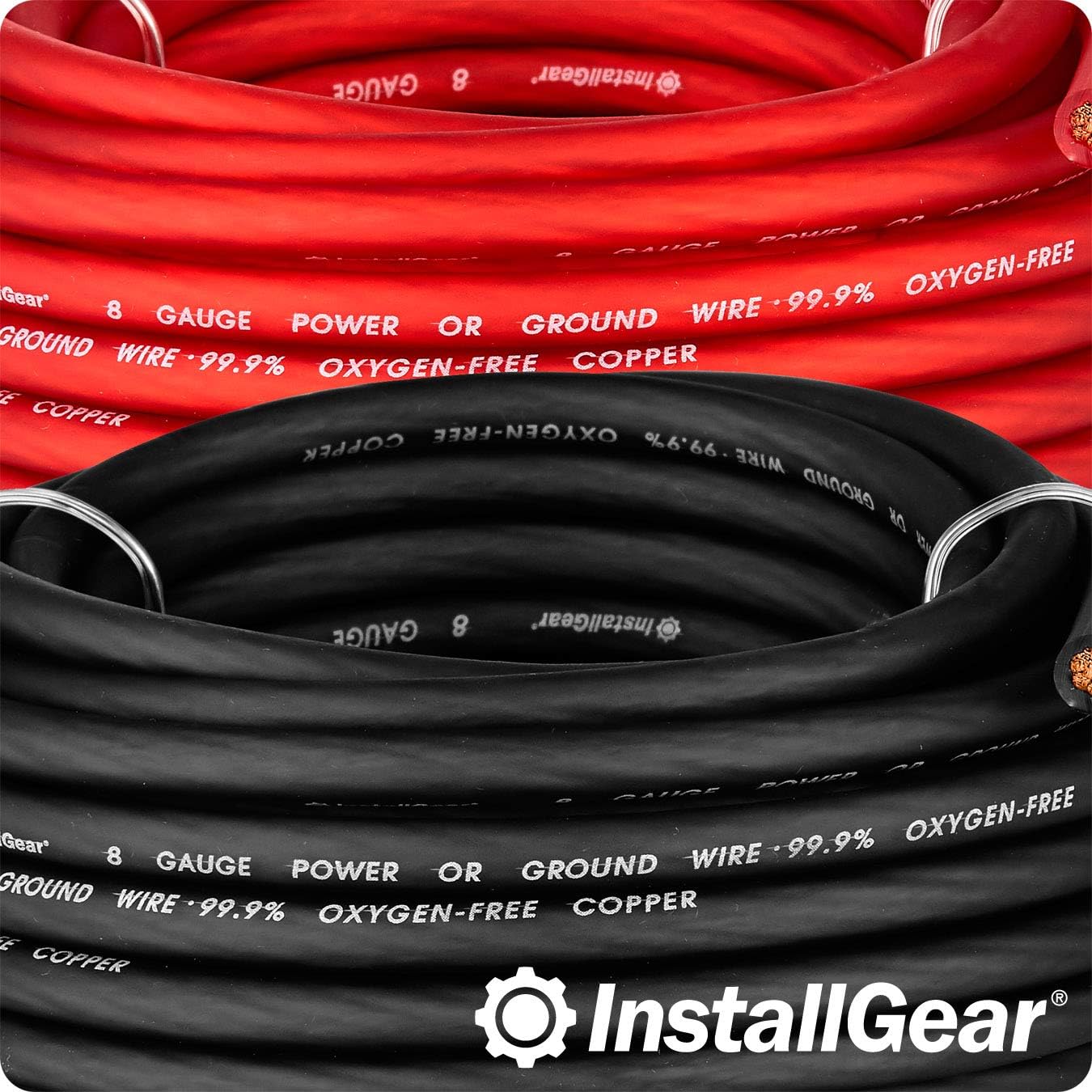 InstallGear 8 Gauge 25ft Red + 25ft Black Power or Ground Wire - 99% Oxygen-Free Copper (OFC): Car Electronics
