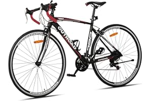 MarKnig Road Bike 14-21Speed 700C Wheel with Light Aluminum Alloy Frame Commuter Bicycle with Dual Disc/V Brakes for Women and Men Black,White,Blue,Red