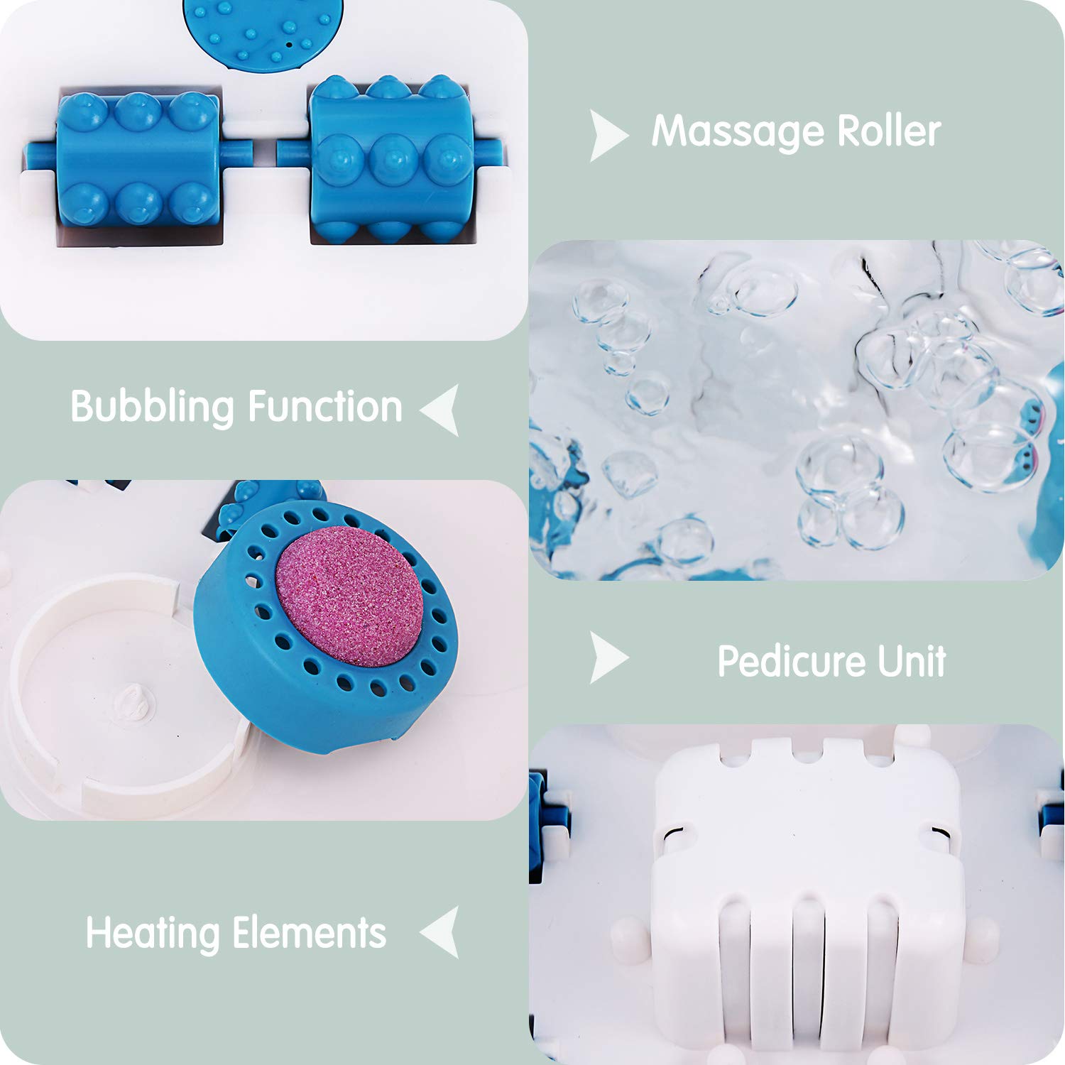 Foot Spa Foot Bath Massager with Heat, Vibration, Bubbles and Pedicure Grinding Stone for Exfoliating, 16 Masssage Rollers for Shiatsu Massage, LED Temp Control for Soothe Relax Tired Feet Home Use: Beauty