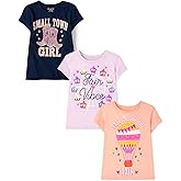 The Children's Place Girls Sports,Trends,Icons Short Sleeve Graphic T-Shirts,3 Pack