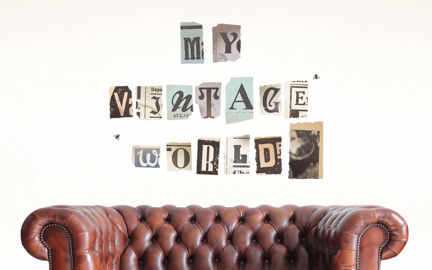 Walplus 68 x 50 cm "Vintage Newspaper Cutouts Uppercase" Mural Office Home Decoration Removable Wall Stickers, Multi-Colour