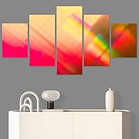 SIGNWIN 5 Panel Canvas Wall Art Modern Art Abstract Closeup Geometric Lights Mixed Media Modern Multicolor for Home Decorations Ready to Hang - 60