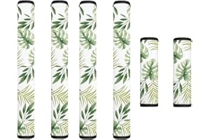 Garucesta Refrigerator Door Handle Covers Set of 6 Universal Kitchen Appliance Decor Handle Protectors for Fridge, Microwave, Oven, Kitchen Cabinet, Dish Washer, Monstera Leaf Green