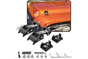 ASLONG 2PCS Hood Latches Catch Kit with U.S. Flag Style Black Aluminum for Jeep Wrangler JK JKU 2007-2018 & 2018-2025 Jeep Wrangler JL JLU Gladiator JT，Pair