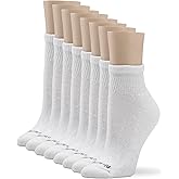 No nonsense womens Cushion Quarter Top 8 Pair Pack Liner Socks, White, One Size US