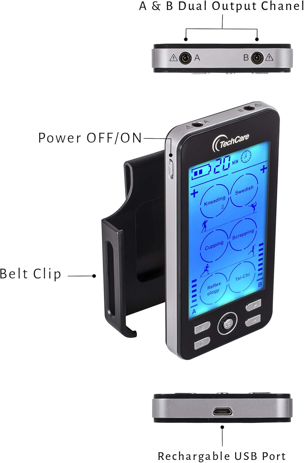 Tens Unit Plus 24 Rechargeable Electronic Pulse Massager Machine Multi Mode Device with All Accessories [New Model]: Health & Personal Care