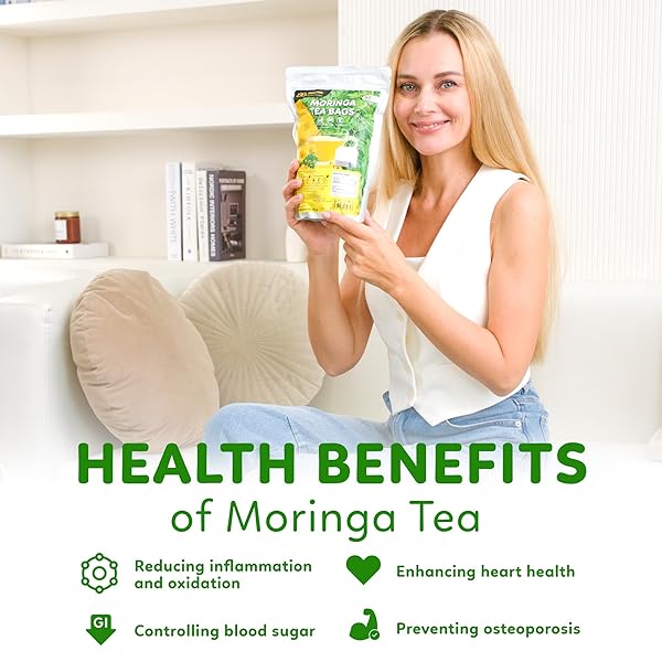 INDOCHINE BLENDS TEA BAGS | SUGAR-FREE, CAFFEINE-FREE HERBAL TEA | DOUBLE CHAMBER, INDIVIDUALLY WRAPPED BAGS | RICH IN NATURAL GOODNESS AND FLAVOR (50 TEA BAGS (PACK OF 1), MORINGA TEA)