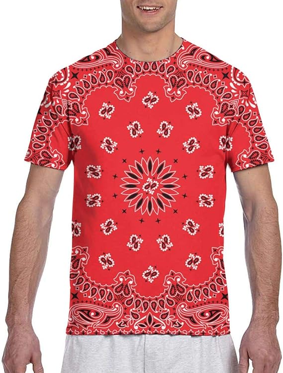 Bandana Colorful red Men's Short Sleeve TShirt, Essential Polo T