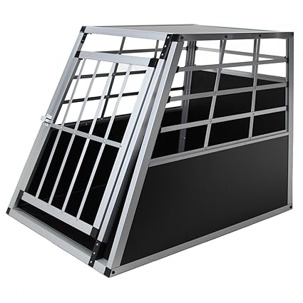 Jalano Hundetransportbox XXL Alu für Transport großer Hunde Hundebox Auto Gitterbox geneigte Vorderseite Reisebox für Auto Ko