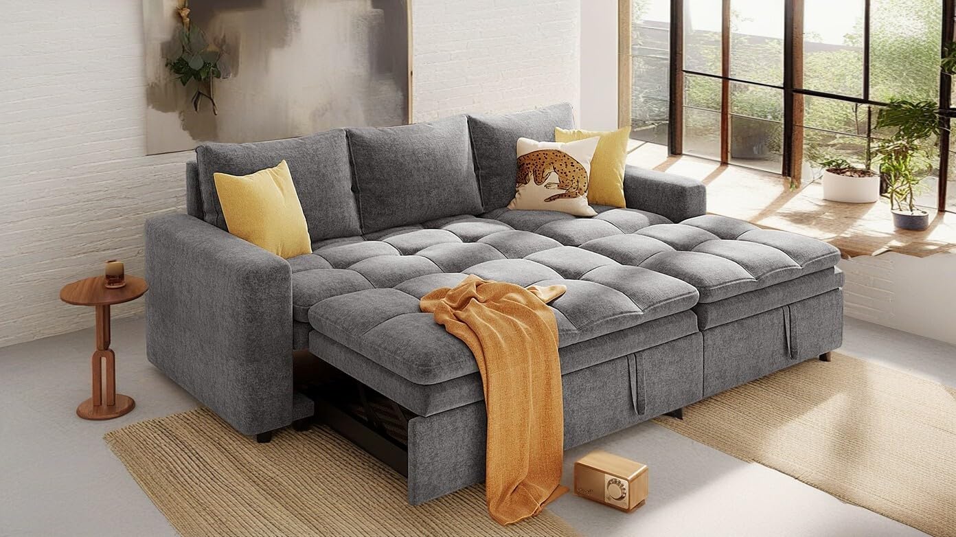 AYOUZ 89" L-Shape Convertible Sleeper Sectional