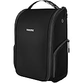 YOREPEK Golf Shoe Bag, Golf Accessories Bag with 3 Pockets for Socks, Tees, Balls, Designed with a Buckle Top Carry Handle, Zippered Sport Shoe Carrier Bags with Ventilation, Golf Gifts for Men, Black