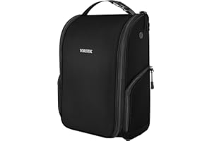 YOREPEK Golf Shoe Bag, Golf Accessories Bag with 3 Pockets for Socks, Tees, Balls, Designed with a Buckle Top Carry Handle, Zippered Sport Shoe Carrier Bags with Ventilation, Golf Gifts for Men, Black