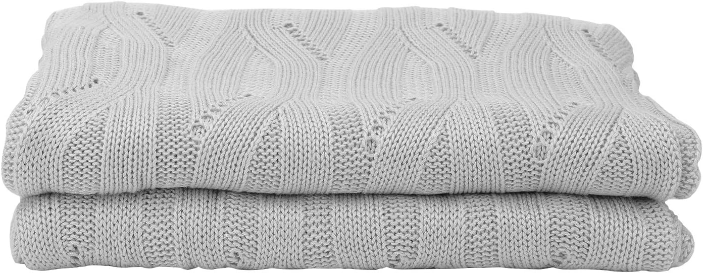 Lightweight Cooling Summer Throw Blanket, 100% Bamboo Fiber Made, Silky-Soft Smooth Knit Throws for Sofa/Bed/Travel, 47”X70”