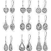 Silver Dangle Earrings for Women Silver Earrings Set, Boho Drop Earrings for Women, Hypoallergenic Trendy Earring Sets, Lightweight Dangling Teardrop Leverback Earrings Western Jewelry Gift for Women's ﻿
