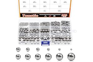 Tanstic 265Pcs 12 Size Imperial Precision Chrome Steel Bearing Steel Ball Assortment 3/32'' 1/8'' 5/32'' 3/16'' 7/32'' 1/4'' 9/32'' 5/16'' 11/32'' 3/8'' 13/32'' 1/2''