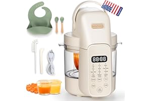 Baby Dolce Baby Food Maker, 9 in 1 Glass Baby Food Processor Steamer Puree Blender with 6 Blades, One Step Cook Grinding, Touch Screen Control, Multifunctional Blender with 24h Timer, Dishwasher Safe