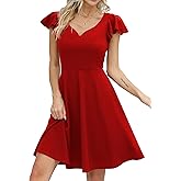 Missufe Women's Sweetheart Flutter Sleeve Fit and Flare Party Cocktail Short Dress