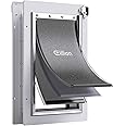 Eillion Medium Dog Door for Door, Doggy Door with Aluminum Frame, 3 Flaps, Metal Closing Panel and Lock, Pet Doggie Door for Interior and Exterior Doors