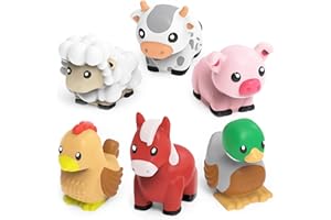 Tub Works® Barnyard™ Mold Free Bath Toys, 6 Pack | Sealed, No Hole Bath Toys Design Keeps Moisture Out | Soft, Squeezable & Float on Water | Farm Animals Baby & Toddler Bathtub Toys | Baby Pool Toys