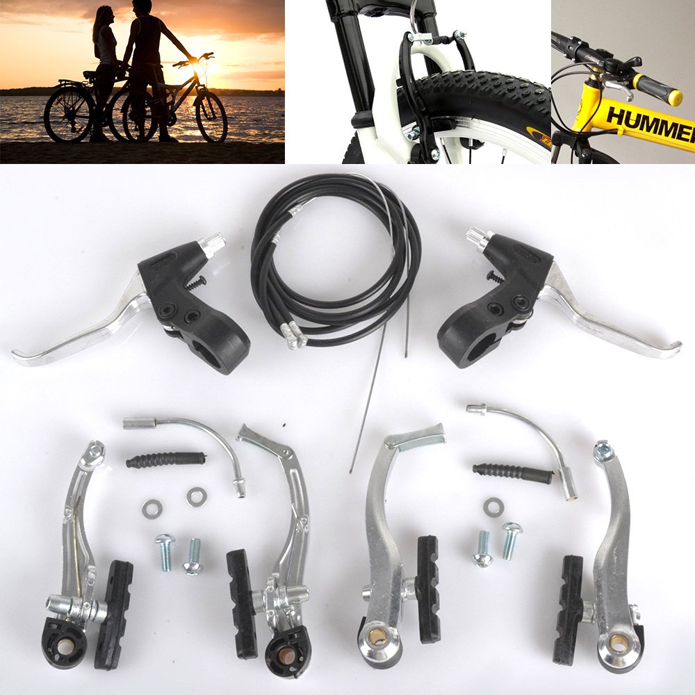 JOYFULBID Cycling Bicycle Alloy V Brake+ Levers+Cables for BMX MTB Bike (Silver)