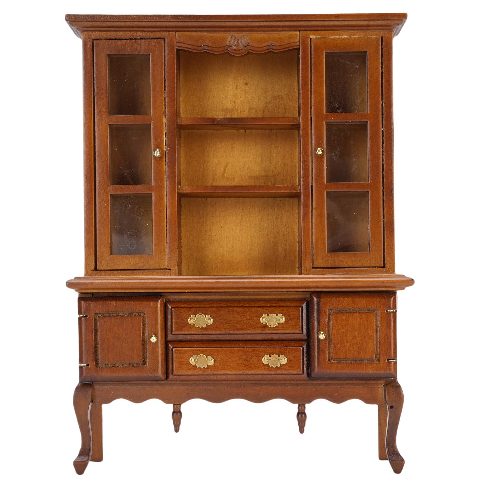 Buachois Miniature Dollhouse Cabinet, 1:12 Scale Birchwood Sideboard with Intricate Carvings and Smooth Finish for Dollhouse Home Decor and Collectors Display