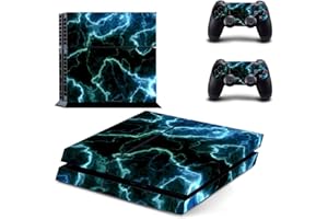 UUShop Vinyl Skin Decal Sticker Cover Set for Sony PS4 Console and 2 Dualshock Controllers Skin Green Lightnings