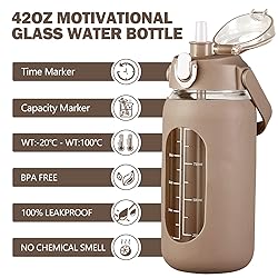 kytffu 42oz Glass Water Bottles with