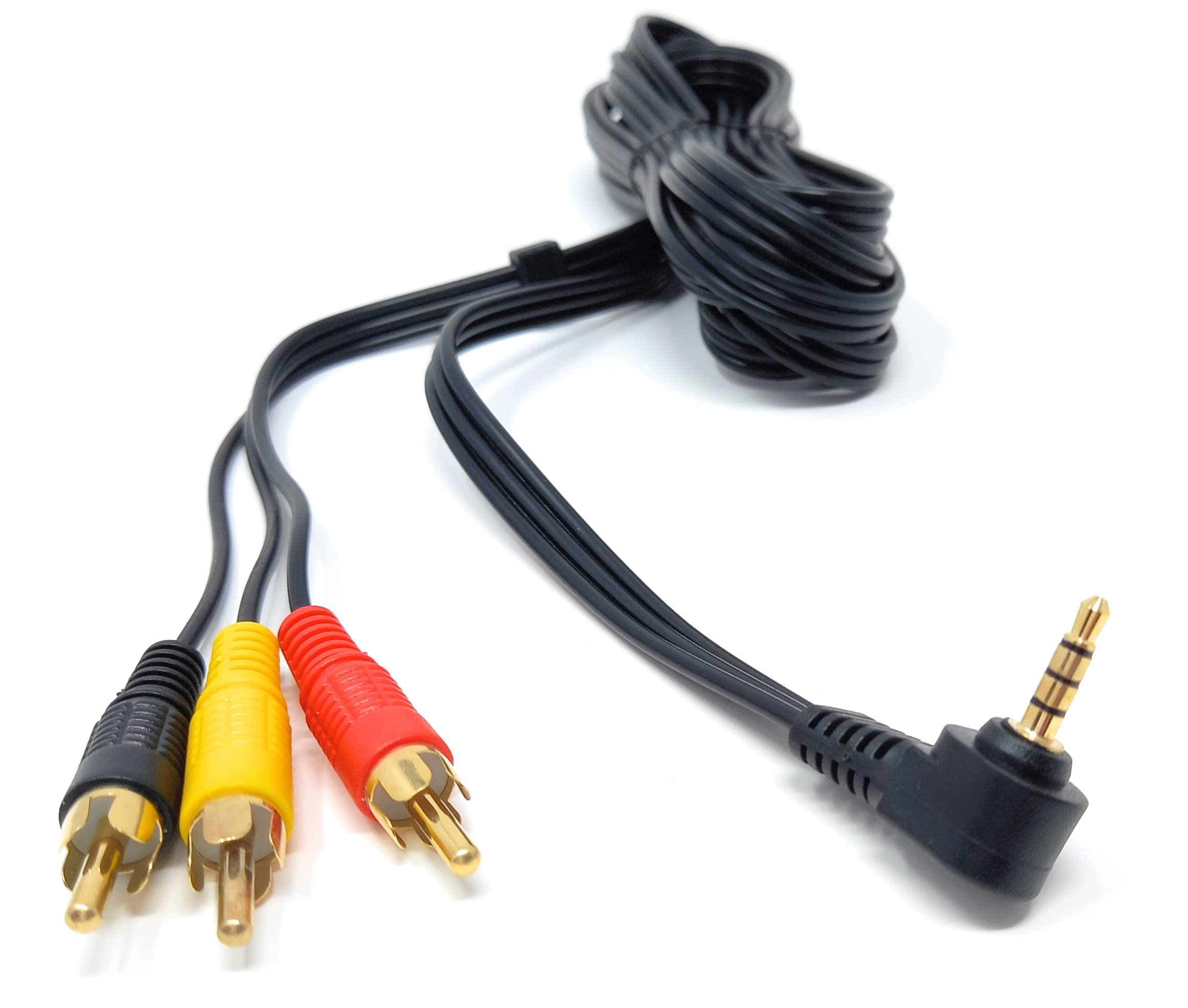 DRUT 3m Right Angle 4 Pole 3.5mm Jack To 3 x RCA Composite & Stereo Audio Video Lead Cable 10ft