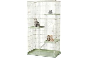 Hamiledyi Large Cat Cage 52 Inch Detachable Kennel with 3 Platforms and 1 Ramp Ladders Green Pet Playpen with 3 Doors Indoor Cat Enclosure for Small and Medium Animals