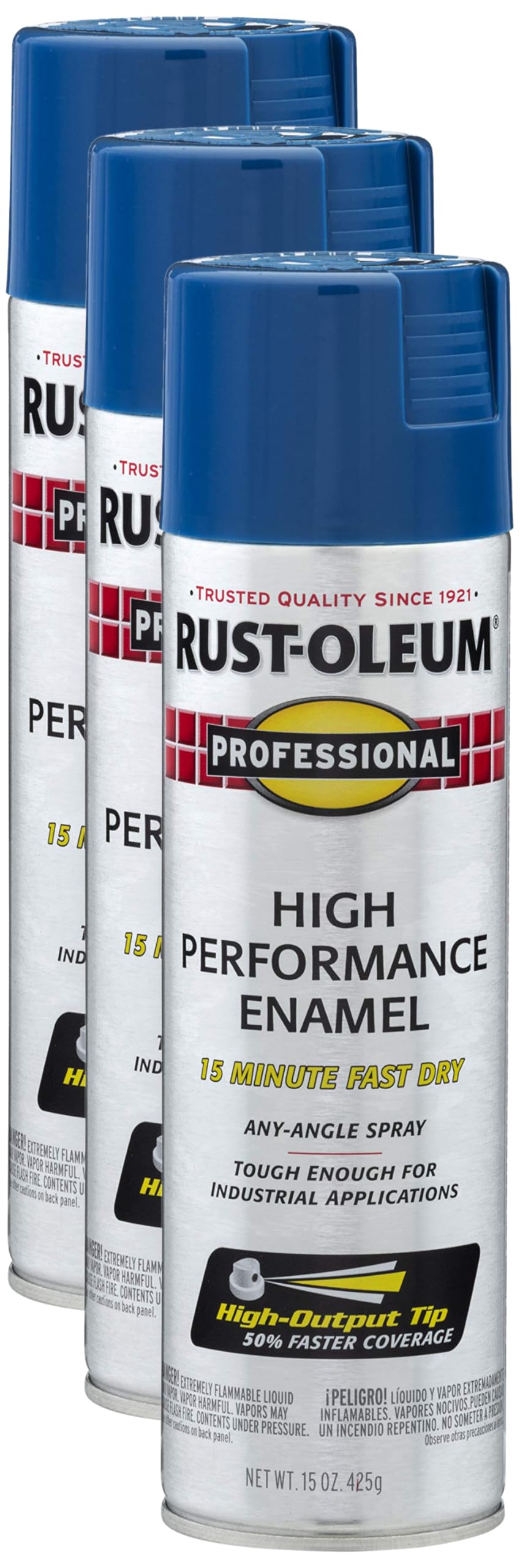 Rust-Oleum 7527838 Professional High Performance Enamel Spray Paint, 15 Oz, Gloss Royal Blue (Pack of 3) Image