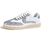 LUCKY STEP Women's Glitter Sneakers Fashion Retro Casual Sparkly Bling Shiny Dressy Bedazzled Bridal Wedding Anti Slip Walking Shoes