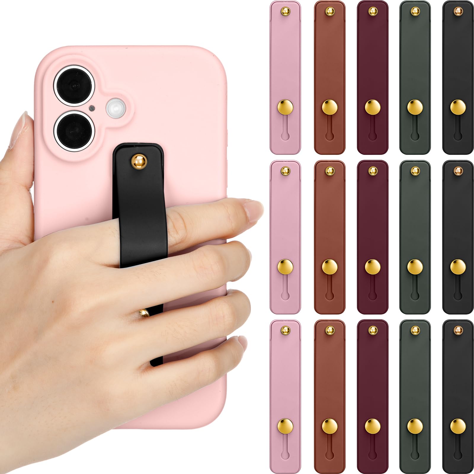 Weewooday 15 Pieces Phone Grip Strap Telescopic Finger Loop Finger Strap Holder Silicone Stretch Grip Stand for Most Mobile Phone and Tablets(Vintage Color)
