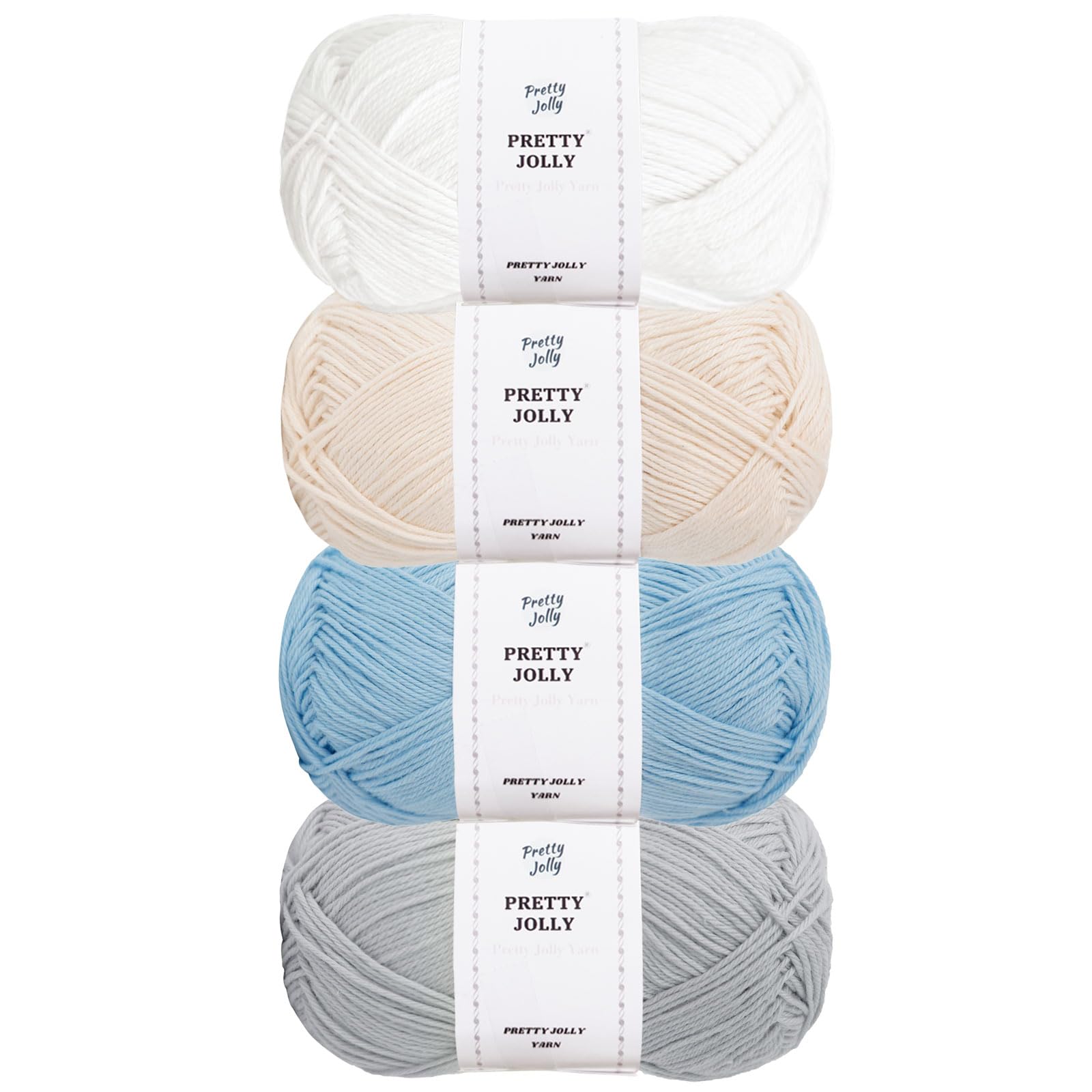 Pretty Jolly 4 Skeins Soft Baby Yarn, 100% Cotton, Crochet & Knitting, 4 Ply, Fingering Weight, Blanket Yarn for DIY Craft Total Length 4×160m/4×50g (Set 9) — image 1