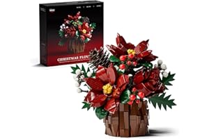 Nifeliz Christmas Flowers Building Set, Artificial Holiday Tabletop Poinsettia Decor for Adults, Indoor Desk and Home Display Gift for Floral Fans (767 PCS, NF10347)