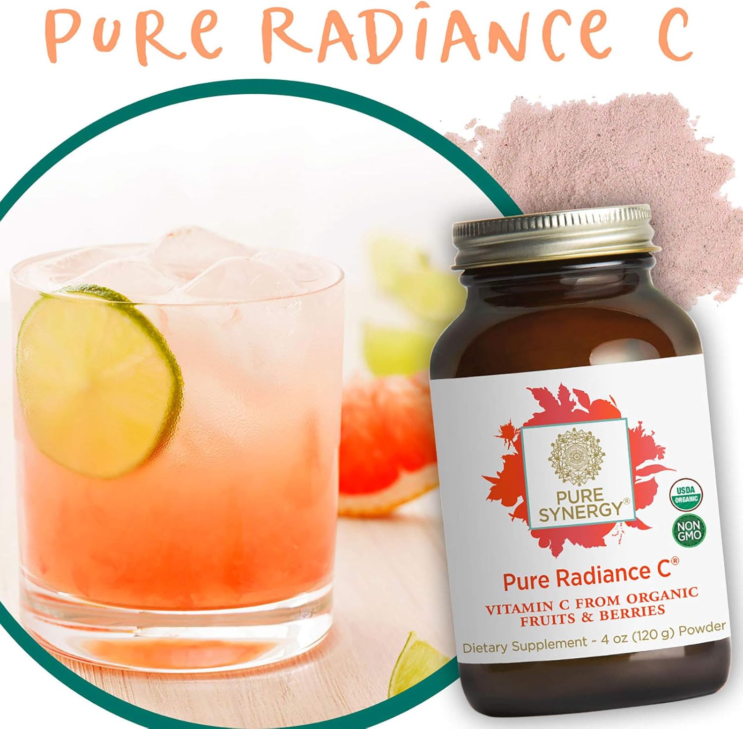 Pure Synergy Pure Radiance C (4 oz Powder) 100% Natural Vitamin C from Fruits & Berries, Non-GMO: Health & Personal Care