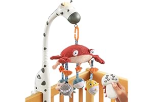 TUMAMA KIDS TUMAMA Baby Crib Mobile,3 in 1 Crib Toys with Remote Control,Projection Night Light, Music and White Noise, Mute Spin Motor Nursery Sensory Toys for Infant 0 3 6 9 Month Newborn Xmas Gift